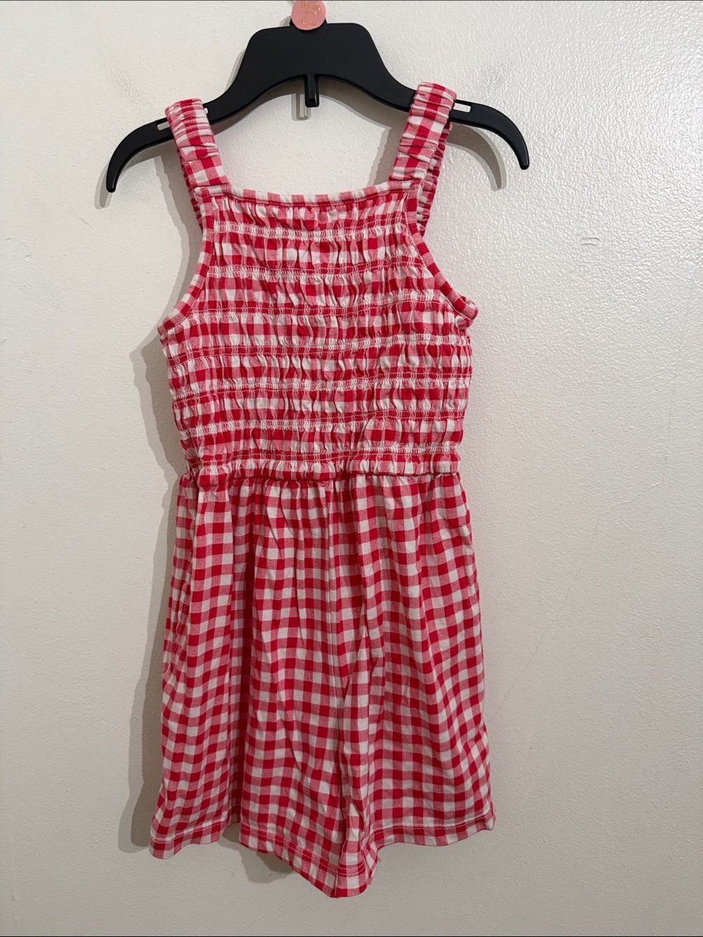 Old Navy Gingham Romper Girls Medium 8 Red White Youth